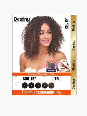 Coil 15 Inch Destiny Premium Realistic Fiber Transparent Lace Front Wig - Beauty Elements