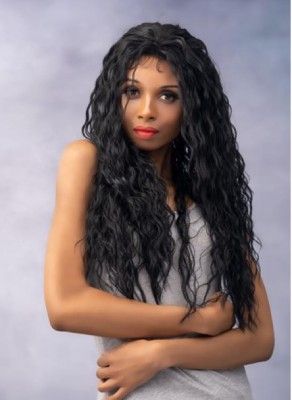 Crystal 28 Wet n Wavy Human Hair Blend Lace Front WIg IT Tress