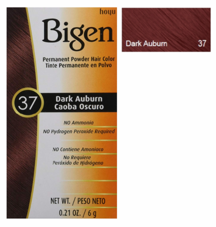 Bigen Permanent Hair Color Powder 37 Dark Auburn, 0.21 oz
