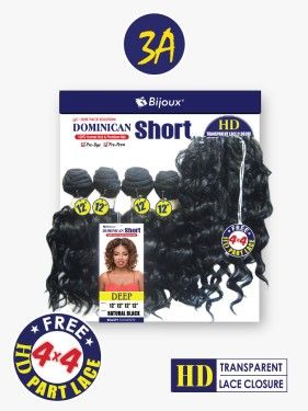 Deep 3A Short Human Hair Dominican Hair Blend HD lace Closure Hair Bundle - Beauty Elements