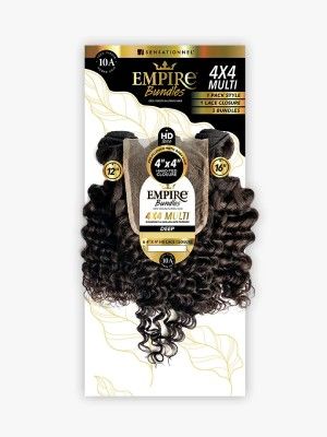 Deep 4X4 100 Human Hair Multi Pack Empire Bundles HD Lace Closure Sensationnel