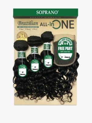 Deep Soprano HH Brazilian Hair Bundle With 4x4 Lace Closure - Beauty Element