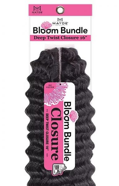 Deep Twist 16 Inches Synthetic Lace Part Closure By Mayde Beauty Bloom Bundle