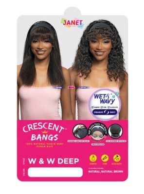 Deep Wet N Wavy Crescent Bangs 100% Natural Virgin Remy Human Hair Headband Wig By Janet Collection