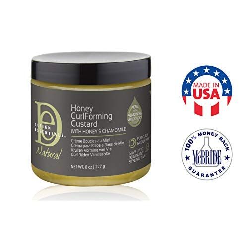 Design Essentials Natural Honey Curl Forming Custard infused with Almond, Avocado, Honey & Chamomile for Intense Shine, Medium Hold and Definition,12 oz