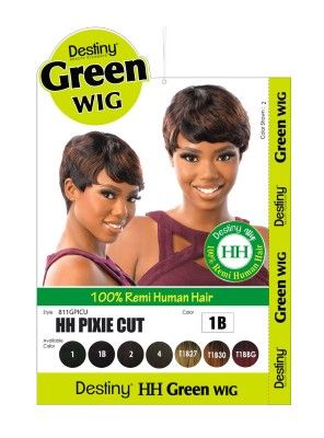 Destiny HH Pixie Cut 100 Human Hair Green Wig Beauty Elements