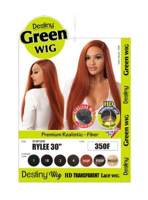 Destiny Rylee 30 Premium Realistic Fiber Green Transparent HD Lace Front Wig Beauty Elements