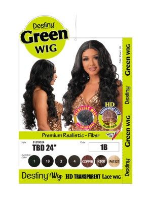 Destiny TBD 24 Premium Realistic Fiber Green Transparent HD Lace Front Wig Beauty Elements