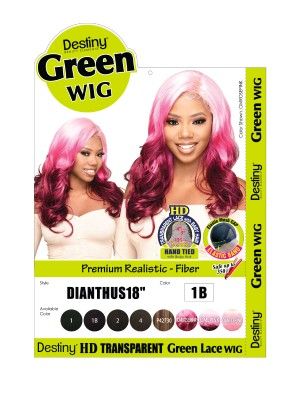 Dianthus 18 Destiny Premium Realistic Fiber HD Green Lace Wig - Beauty Element
