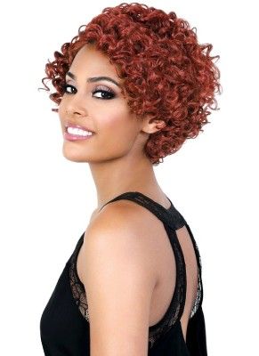 DP.Topaz By Motown Tress Synthetic Hand-Tied Deep Part Curly Short Wig