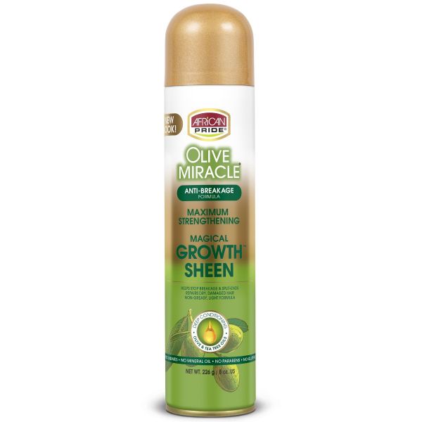 African Pride Olive Miracle Growth Sheen Spray, sheen spray, hair spray, miracle spray for hair, olive oil miracle spray, hair miracle spray, Growth Sheen Spray, African Miracle sheen spray, OneBeautyWorld.com,
