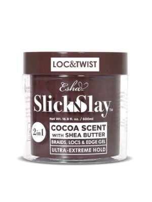 Esha Slick and Slay 2 in 1 Loc and Twist Braid and Edge Gel Cocoa Scent, 500ML, 16.9 fl oz