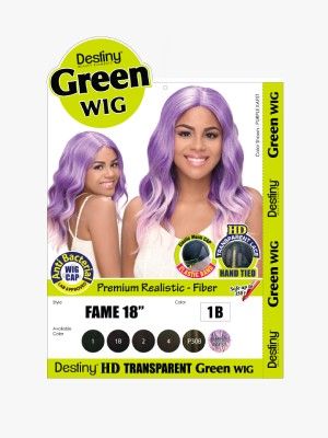 Fame 18 Inch Destiny Premium Realistic Fiber HD Transparent Green Full Wig - Beauty Elements