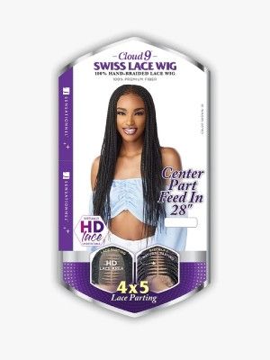 Feed in 28 4x5 Center Part Cloud 9 Hand Braided HD Swiss Lace Front Wig Sensationnel