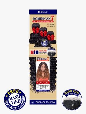Gogo Curl Dominican7 100% Human Hair Handtied Frontal Lace Closure