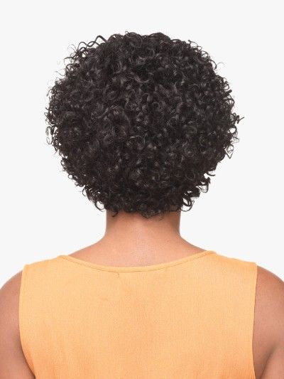 HH Cork Screw 8 Inch 100 Remi Human Hair Destiny Green Full Wig - Beauty Elements