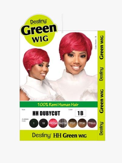 HH Duby Cut 100 Remi Human Hair Destiny Green Full Wig - Beauty Elements