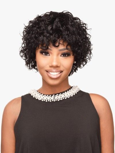 HH French Wave 8 Inch 100 Remi Human Hair Destiny Green Full Wig - Beauty Elements