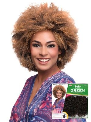 Afro Curl 8 Inch 3 Pcs Solo Green 100 Remi Human Hair Weave - Beauty Elements