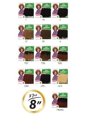 Afro Curl 8 Inch 3 Pcs Solo Green 100 Remi Human Hair Weave - Beauty Elements