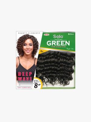 Deep Wave 8 Inch 3Pcs Solo Green 100 Remi Human Hair Weave - Beauty Elements