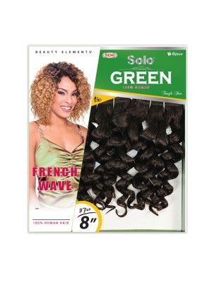 French Wave 8 Inch 3Pcs Solo Green 100 Remi Human Hair Weave - Beauty Elements