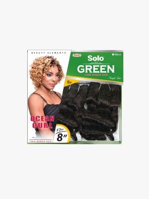 Ocean Curl 8 Inch 3Pcs Solo Green Remi 100 Human Hair Weave - Beauty Elements