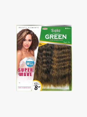 Super Wave 8 Inch 3Pcs Solo Green Wet and Wavy 100 Remi Human Hair Weave - Beauty Elements