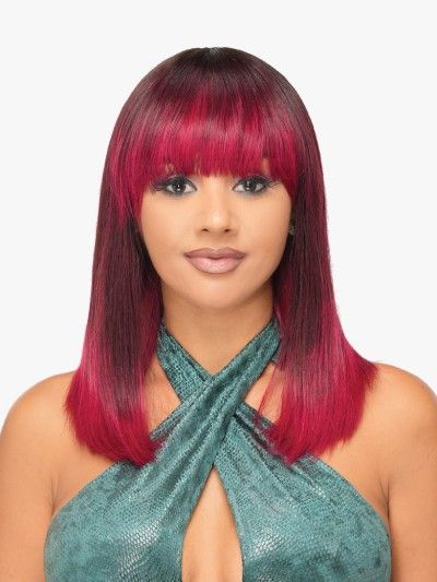 HH Yaki Bob 14 Inch 100 Remi Human Hair Destiny Green Full Wig - Beauty Elements