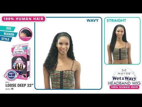 Loose Deep 22 Inch - Wet and Wavy HeadBand Human Hair Wig - Mayde Beauty