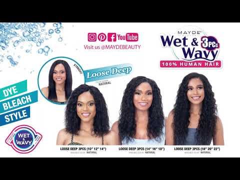 Loose Deep Wet n Wavy 100% Human Hair 3Pcs Mayde Beauty