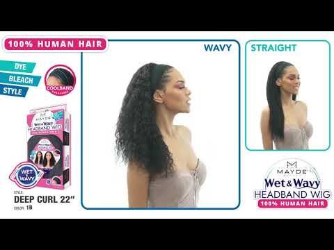 Deep Curl 22 Inch by Mayde Beauty Wet & Wavy 100% Human Hair Headband Wig