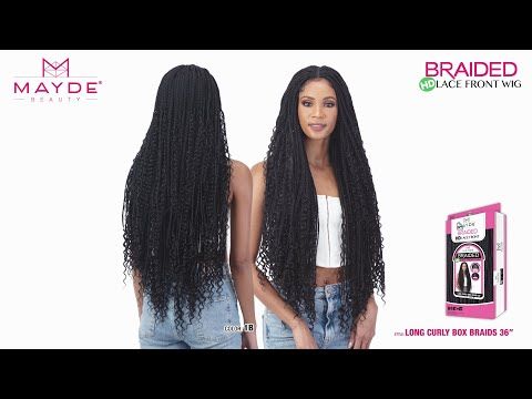Long Curly Box Braids 36 HD Lace Front Braided Wig By Mayde Beauty