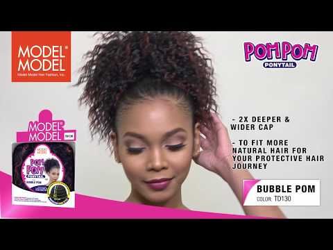 Bubble Pom Pom Drawstring Ponytail Model Model