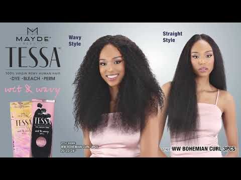 Bohemian Curl 3PCS Wet n Wavy Virgin Human Hair Bundle Tessa Mayde Beauty