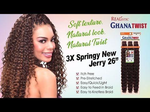 3X Ghana Twist Springy New Jerry 26 Realistic Crochet Braid Beauty Elements