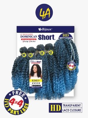 Kinky 4A Short Dominican Human Hair Blend With HD Transparent Lace Closure Hair Bundle - Beauty Elements