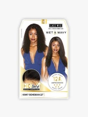 Kinky Bohemian 22 100 Virgin Human Hair 12A Wet & Wavy HD Lace Front Wig Sensationnel
