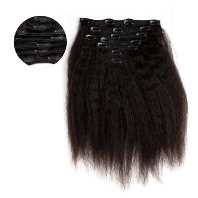 Kinky Straight 18 Inch Rio 100 Remy Virgin Human Hair Clip in Extension