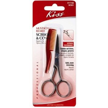 Kiss Mustache & Beard Scissor & Comb 2 Pack