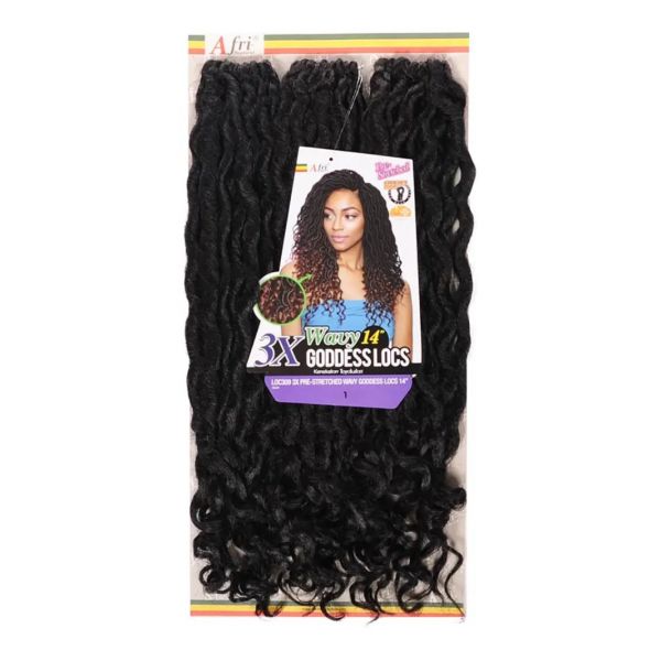 LOC309 3X Pre-Stretched Wavy Goddess Locs 14 Afri-Naptural Synthetic Braid Mane Concept 