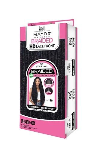 Long Curly Box Braids 36 HD Lace Front Braided Wig By Mayde Beauty
