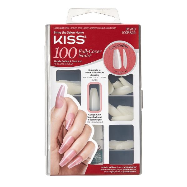 KISS 100 Tips Long Coffin Long Length Nails 100PS25