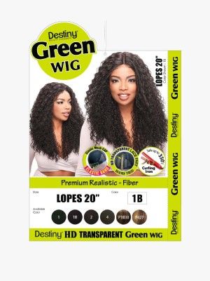Lopes 20 Inch Premium Realistic Fiber HD Transparent Green Lace Front Wig - Beauty Elements