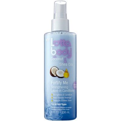 leave-in conditioner for curly hair, leave-in conditioner for frizzy hair, LottaBody Coconut & Shea Oils Fortify Me Strengthening Leave-In Conditioner, 8 oz, lottabody, Coconut & Shea Oils, Fortify me, Strengthening leave-in, lottabody coconut & shea oils