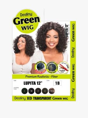 Lupita 12 Inch Premium Realistic Fiber HD Transparent Green Lace Front Wig - Beauty Elements