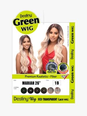 Mariah 26 Inch Premium Realistic Fiber HD Transparent Green Lace Front Wig - Beauty Elements