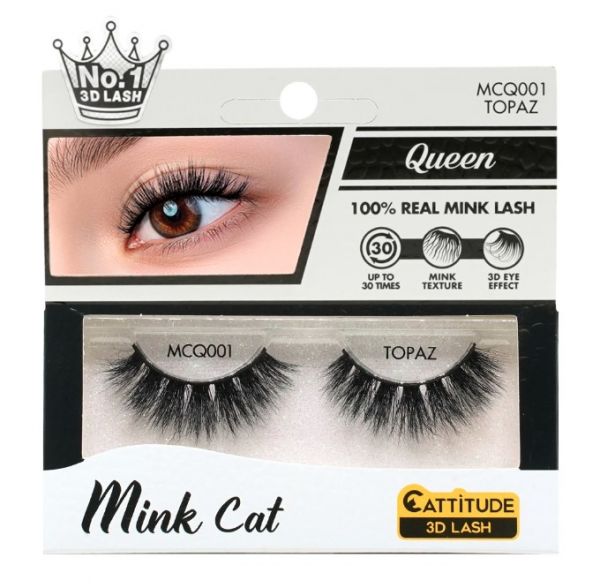 MCQ001 TOPAZ Queen Mink Cat 100% Real Mink Lash Ebin New York
