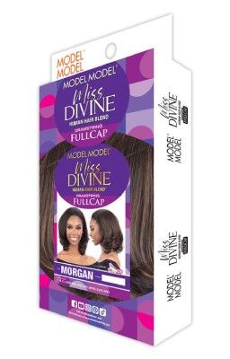 Miss Divine Morgan Human Hair Blend Drawstring Full Cap Wig Model Model