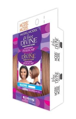 Miss Divine Naomi Human Hair Blend Drawstring Full Cap Wig Model Model